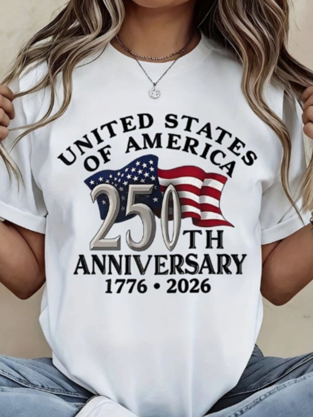USA 250th Anniversary 1776 2026 Patriotic Flag Graphic Tee Independence Day